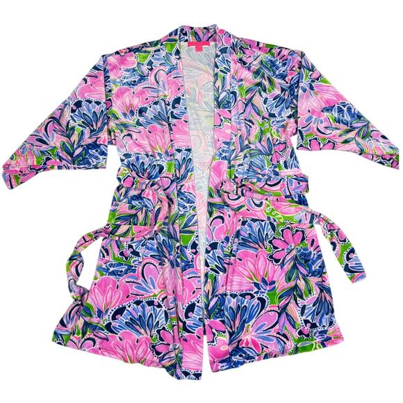 Lilly Pulitzer Womens Size S/M Bringing Mermaid Back Elaine Velour Robe Bathrobe - Picture 1 of 6